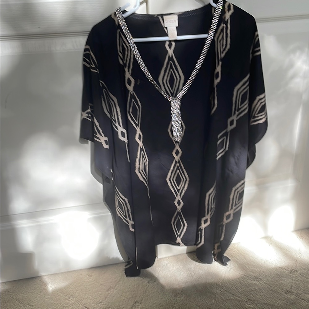 Chico's Black and Tan Patterned Tunic
